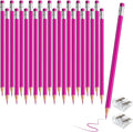 24PCS Erasable Colored Pencils with Eraser Pre Sharpened Pencil 2 HB - Ideal for Checking, Grading, Tests & Office/School Supplies (Pink)