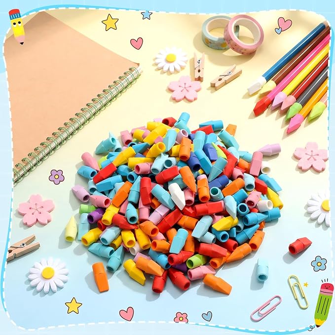 2000 Pcs Pencil Top Erasers Bulk 15 Assorted Colors Pencil Cap Erasers Pencils Eraser Toppers for Writing, Home Office Supplies, Party Favor Bags, Game Prize Giveaways