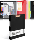 Eyrozill Professional Leather Binder Portfolio with Clipboard, Zipper Pouch, 5 Sheets Plastic Dividers，Leather 3 Ring Binder 8.5 x 11, 1-inch Round Rings, Professional Binder Organizer, Black