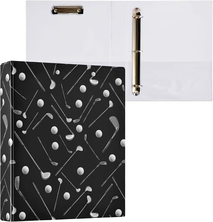 Ice Hockey Round Ring Binders 1.5 Inch Sports Balls 3 Ring Clipboard Binder for Office School Work Supplies File Folder 200 Sheet Capacity 2 Pieces
