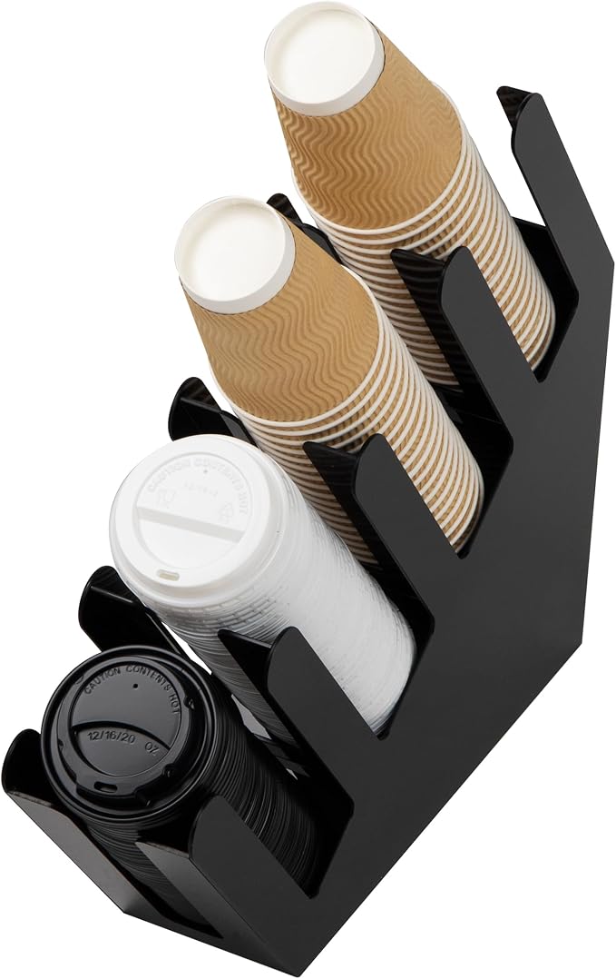 Mind Reader Cup and Lid Dispenser, Countertop Org, Coffee Bar, Beverage Cup, Kitchen, Breakroom, Black