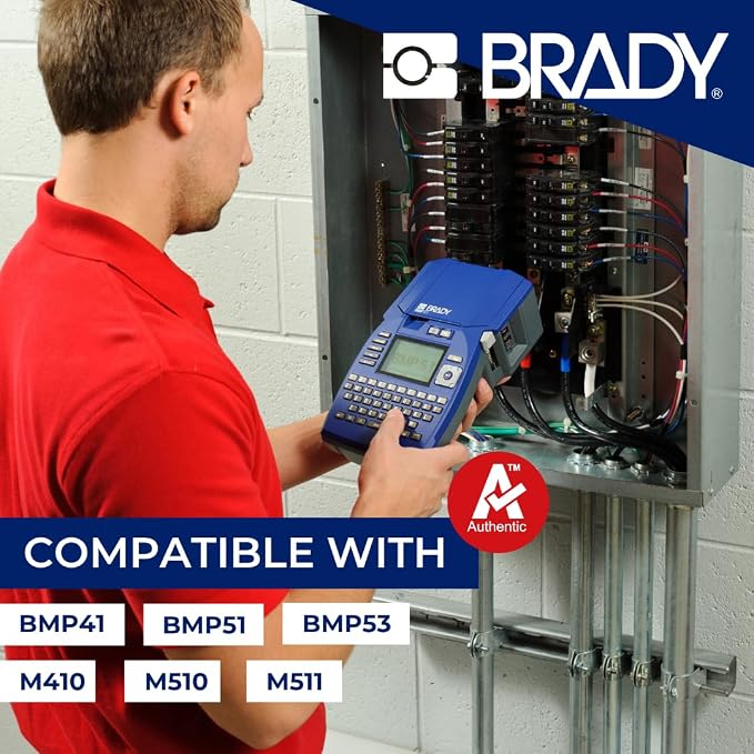 Brady Authentic (M5-117-499) Aggressive Adhesive Multi-Purpose Nylon Labels 0.5 x 0.9 x 0.44 Dia Black on White, 240 Labels. for use with The BMP51 and M511 Label Printers