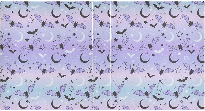 3 Ring Binder 1.5 in Recipe Binders 2 Pcs Pastel Goth Bat | Decorative Client Records with Clip 3 Clear Interior Pockets for 200 Sheets Letter-Size(11" x 8.5") Paper PVC Cover Folder