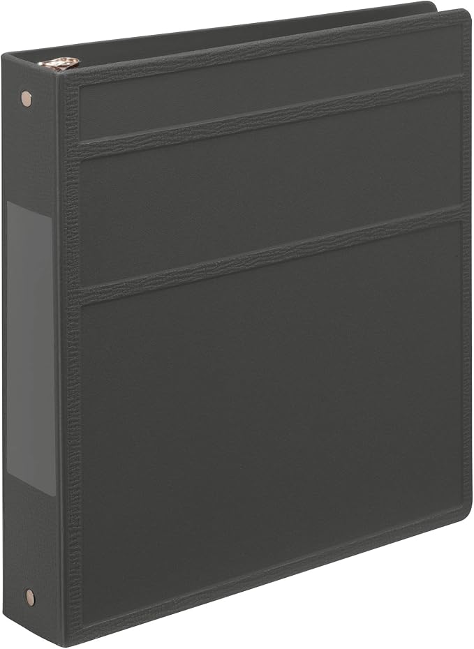 Carstens 1.5-Inch Heavy Duty 3-Ring Binder - Side Opening, Charcoal Gray, Durable Plastic, Precision No-Gap Rings, Waterproof Cover, No Pockets, Holds 250 Sheets, BPA-Free, Made in USA (2042-3R)