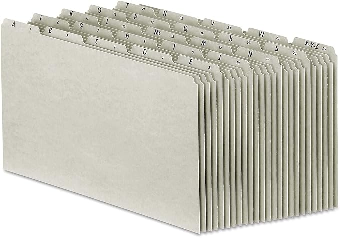 Pendaflex PN1025 A-Z Top Recycled File Guides, 25 pt. Gray Pressboard, 1/5, Legal, 25/Set