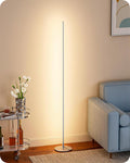 EDISHINE 57.5" Floor Lamp with Remote & Foot Switch, Dimmable & 7CCT | 2700-6000K, Minimalist Corner Floor Lamp for Living Room, Bedroom, Home Office, Sturdy Base, White