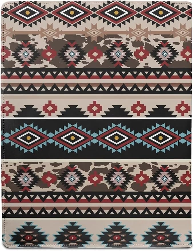 Dreaweet Native American Navajo Portfolio Padfolio Binder,Southwestern Aztec Tribal Pattern PU Leather Portfolio Folder for Documents Interview Resume,Business Organizer with Letter Size Writing Pad