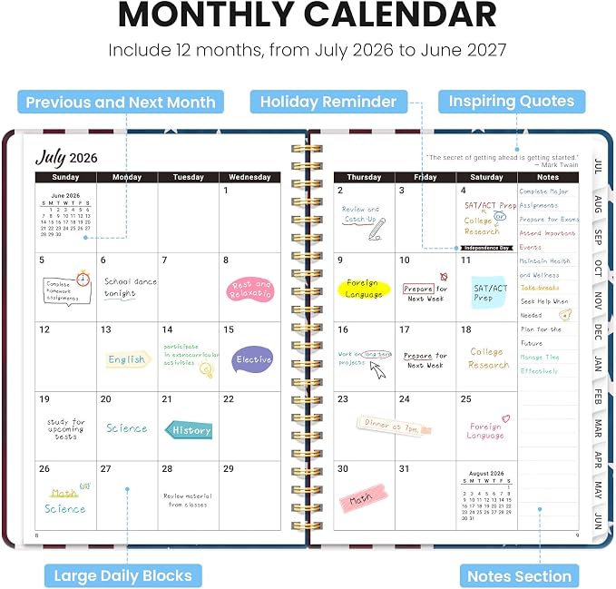ZOTIA Planner 2026-2027, Jul 2026-Jun 2027 Weekly & Monthly Calendar