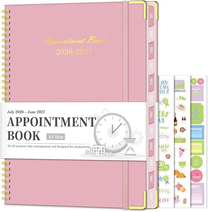 Appointment Book 2026-2027, 30-Minute Interval Hourly Planner, 8.5"×11"