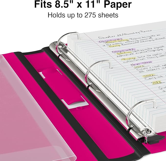 Staples Better Binder, 1-Inch 3-Ring View, Pink, 3-Pack