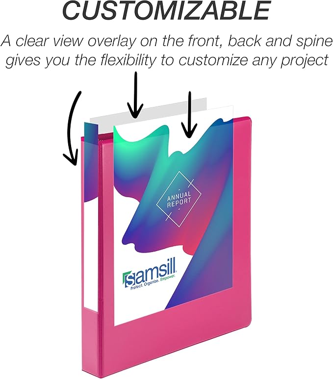 Samsill Durable 1 inch 3 Ring Binder, D Ring Binder, 100% Recycled Chipboard, Fashion Assortment, 12 Pack