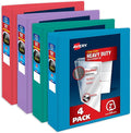 Avery Heavy-Duty View 3 Ring Binders, 2", 4 Assorted Bright Binders | For Heavy School, Home and Office Use, DuraHinge Tear-Resistant Spine, DuraEdge Split-Resistant Sides, Interior Pockets