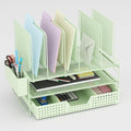 LEKETREE Green Desk Organizer, Office Organization with Vertical File Holder, File Organizer with Drawer and Pen Holder, Desk Accessories and Workspace Organizers for Home Office (Green)