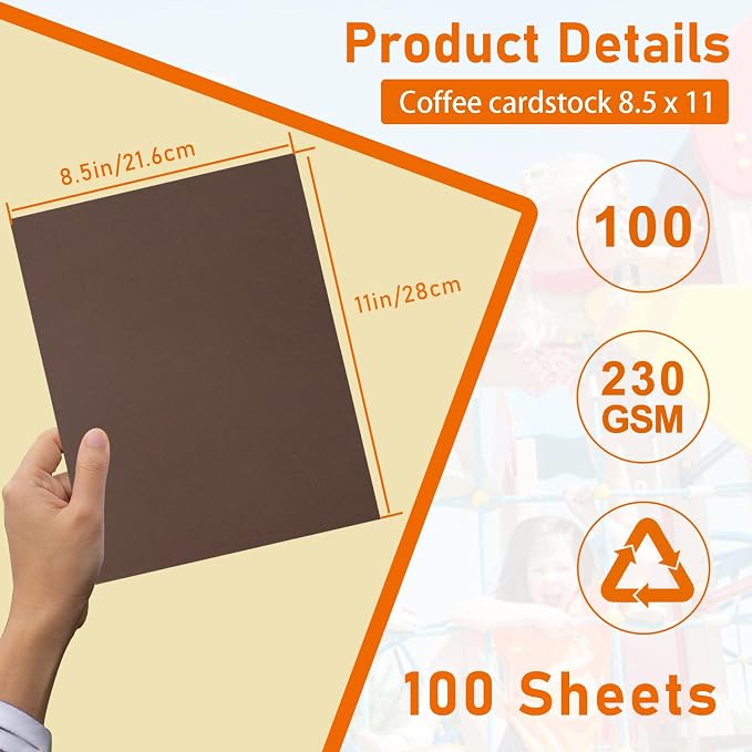 Guakicae 100 Sheets Coffee Cardstock 8.5 x 11 Scrapbooking Paper 80lb | Premium Dark Brown Card Stock for DIY Cards Making, Wedding Invitations, Crafting, Greeting Cards, Wrapper