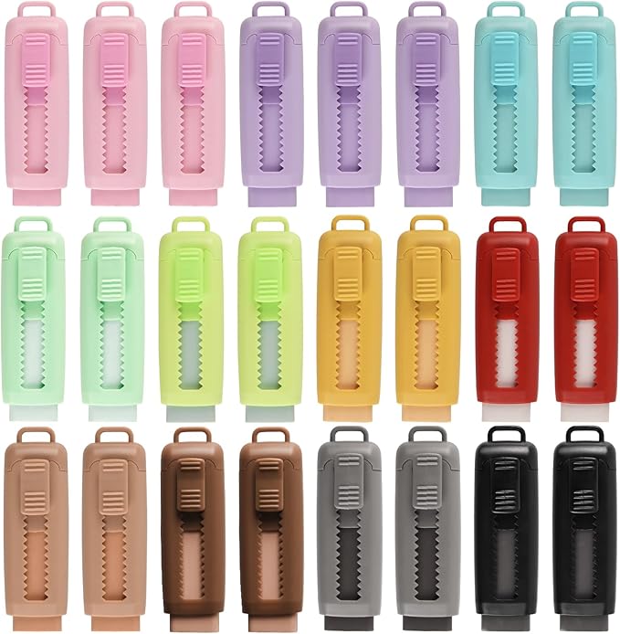 24 Pcs Cute Retractable Eraser for Pencils Cute School Supplies Kawaii Erasers for Kids Fun Cartoon Erasers Back to School Supplies Kid Party Favors Gift (Style 2)