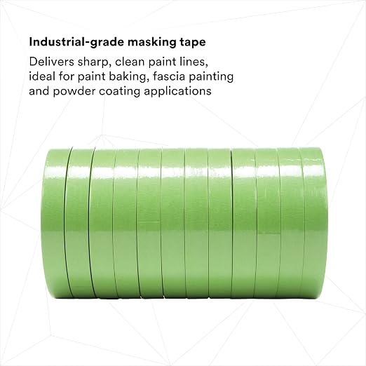 3M High Performance Green Masking Tape 401+, 12 mm x 55 m 6.7 mil | Strong Holding Power for Automotive, Specialty Vehicle and Industrial Markets, Case of 48