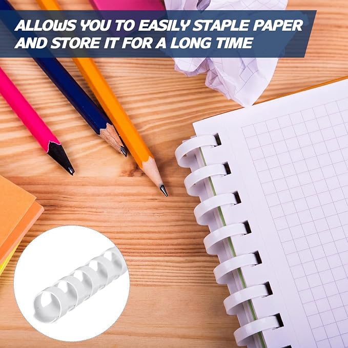Maitys 300 Pcs Plastic Binding Combs Bulk 19 Ring Comb Spines Letter Size Spiral Binding for Notebook Calendar Picture (3/8inch,White)