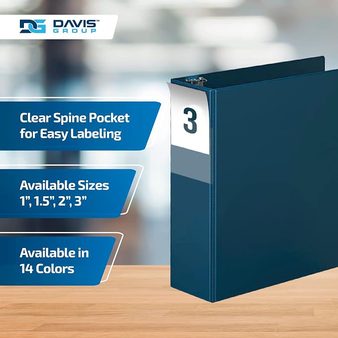 Premium Economy 6-Pack 3-Ring Binders for School or Office, D-Ring Binders, 3 Inch, Navy Blue | Heavy-duty binder, fits 8.5" x 11" paper, navy blue, customizable spine, made in Canada, ideal for school or office use