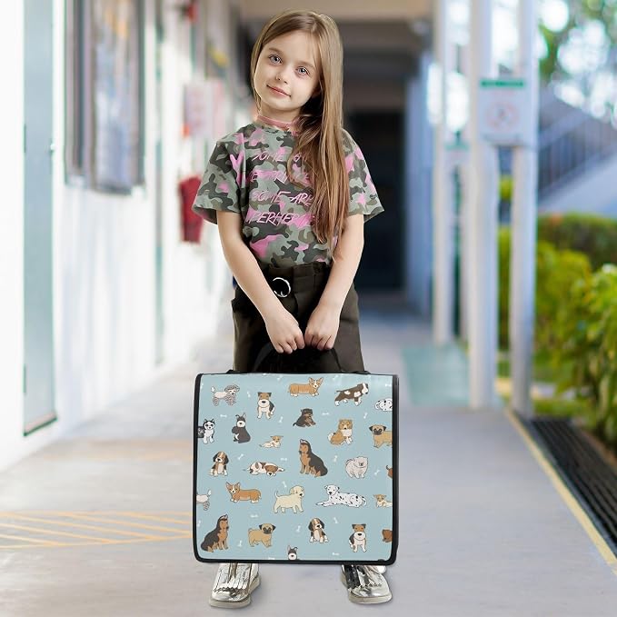 Cute Puppy Dog Binder Bag 3 Ring Zipper with Handle Shoulder Strap | for School Work Office Organizer Storage Case
