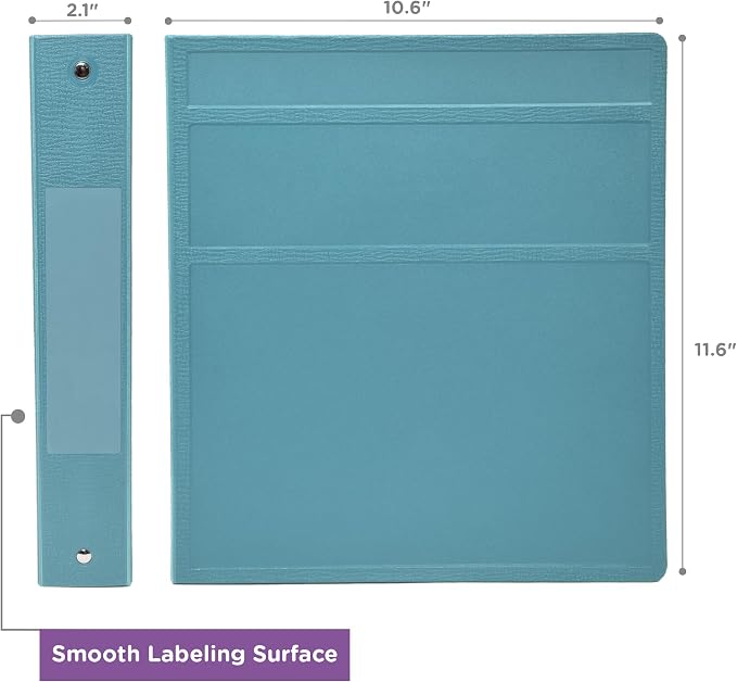 Carstens 1.5-Inch Heavy Duty 3-Ring Binder - Side Opening, Powder Blue, Durable Plastic, No-Gap Rings, Waterproof Cover, No Pockets, Holds 250 Letter Sheets, BPA-Free, Made in USA (2022-3R) Case of 20