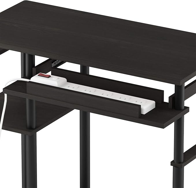 Furinno Abbott 31.5 Inch Desk with Keyboard Tray, Black Espresso | Easy Assembly, Storage Shelf, Computer Desk, Gaming Desk, Writing Desk for Dorm, Bedroom, Study Room