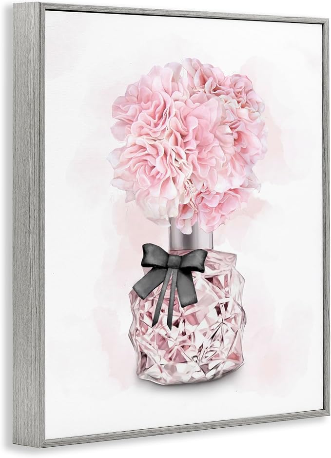 'Pink Flower Perfume Bouquet'| Framed Giclee Art | Stupell Industries | Gray, 11 x 14 Inches, Easy to Hang and Sturdy, Made in USA, by Ziwei Li