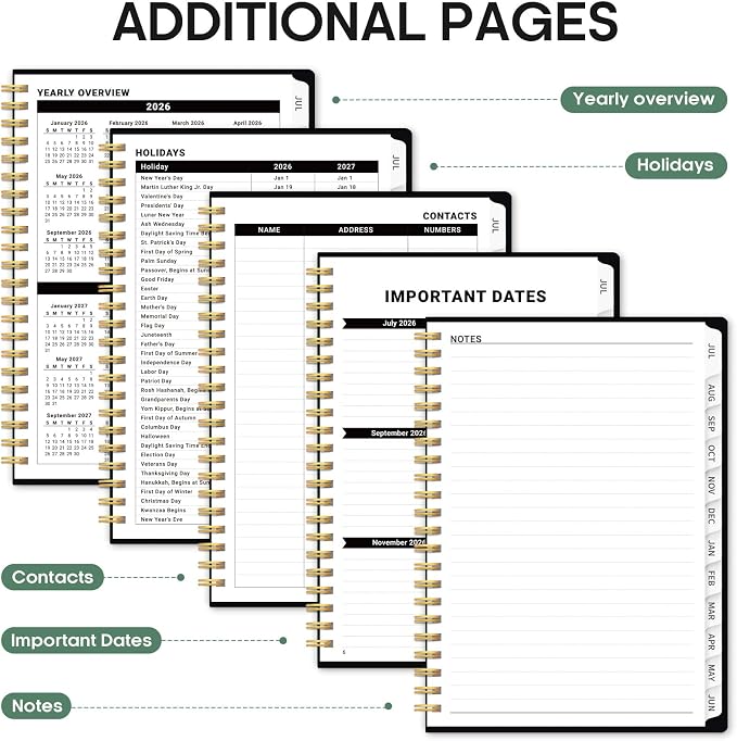 Planner 2026-2027, Jul 2026-Jun 2027 Monthly & Weekly Planner Calendar | 6.3" x 8.5", Hardcover Academic Spiral Pretty School Planning Book for Women, Teacher, Student, Forest Myth
