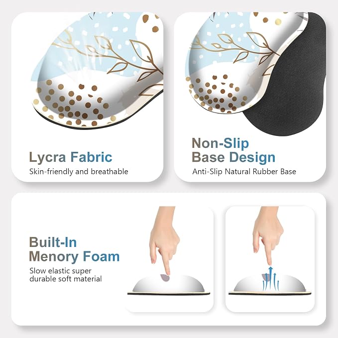 Large Gaming Mouse Pad Set, 4 in1 Ergonomics Keyboard Desk Mat with Memory Foam Wrist Rest, Computer Extended Game Mousepad, Non-Slip Desk Pad Matt Easy Typing Pain Relief I Art Modern Blue