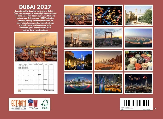 Dubai Calendar 2027 Monthly Wall Calender 12 Month