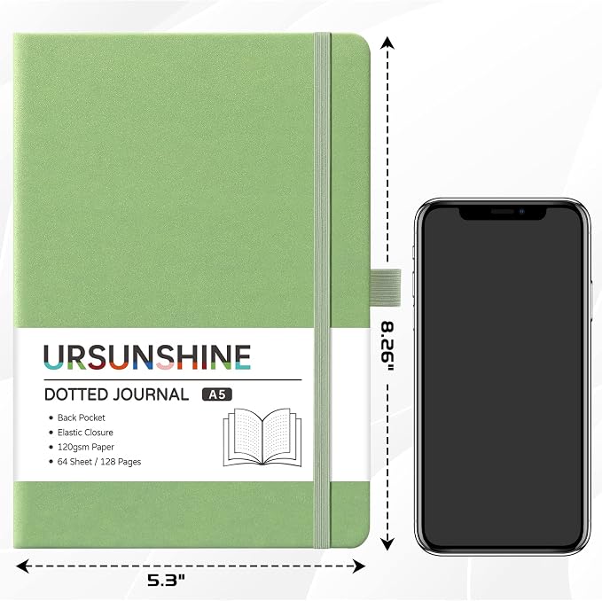 Dotted Journal/Notebook - Dot Grid Hard Cover Notebook, 5.3'' x 8.26''