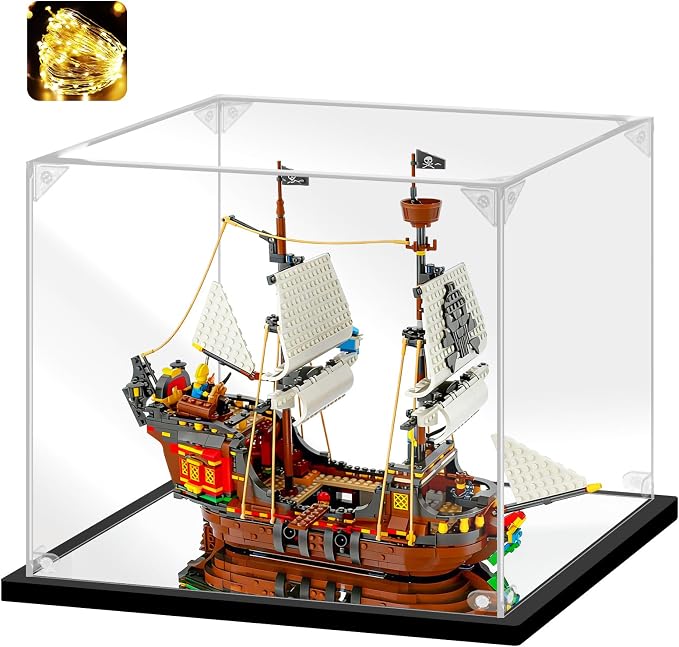 Acrylic Display Case, 19.6×11.8×15.7 Inch Clear Acrylic Display Box with Black Frame, Assemble Collectibles Display Case for Trophy, Action Figures, Dolls & Building Toys