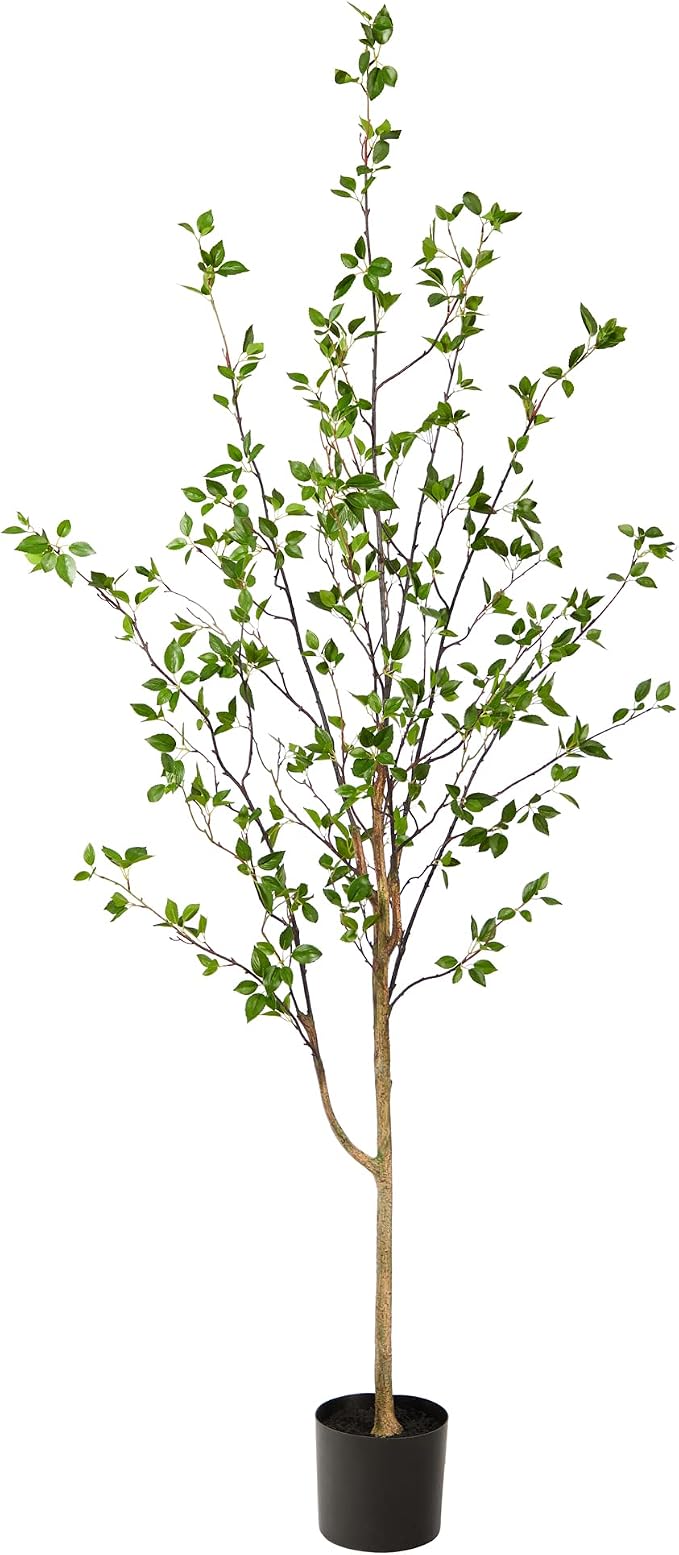 Nearly Natural 6.5 ft Minimalist Citrus Artificial Tree with Nursery Pot | Bendable Branches, Realistic 78-Inch, Fake Tree, Ideal for Indoor Home, Living Room, and Office Decor