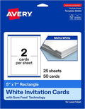 Avery Printable Rectangle Cards, Sure Feed Technology, 5" x 7", Matte White Cardstock, Laser/Inkjet Printable, 50 Total, Great for Invitations and Thank You Messages