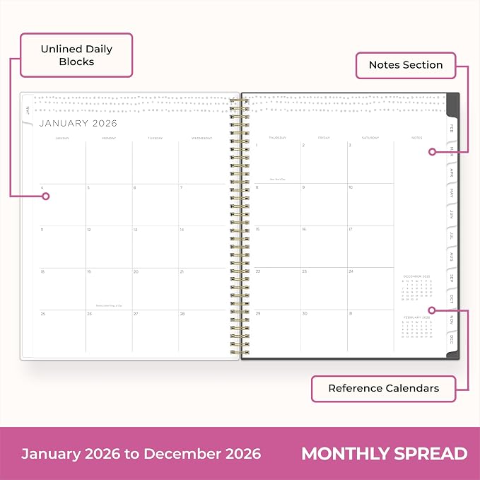 Blue Sky 2026 Weekly & Monthly Planner Calendar, 8.5"x11", Midnight Garden