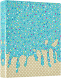 3 Ring Binder Teal Blue Ice Cream Print 1.5" Round Ring Binders View Binder with 200 Sheet for Kids School Supplies Women Men Office, 1 Pack