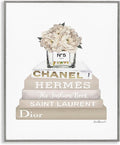 'Beige High Fashion Bookstack'| Framed Giclee Art | Stupell Industries | Gray, 11 x 14 Inches, Easy to Hang and Sturdy, Made in USA, by Amanda Greenwood