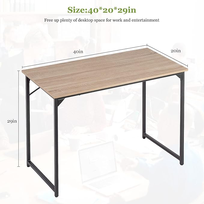 PayLessHere | 39 Inch Computer Desk | Nature | Sturdy Office Desk | Metal Frame, Adjustable Feet | Water-Resistant, Scratchproof Surface | Writing Table for Home Office or Study | Pack of 1
