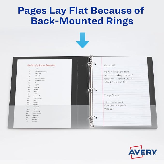 Avery Durable Clear View 3 Ring Binders, 3 Inch EZD Rings, 1 White Binder (09701) (Pack of 2)
