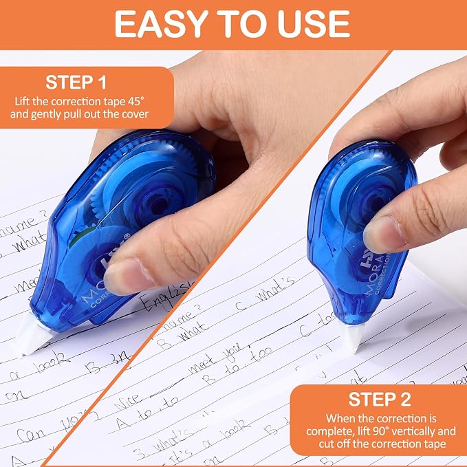 Fullhawl 60 Pack Correction Tape Bulk, 19.7 ft White Wrong out Tear-resistant Roller, Red Green Blue Colored Strips, Instant Dry Smooth Applicator for School, Office, Note Taking, Journal