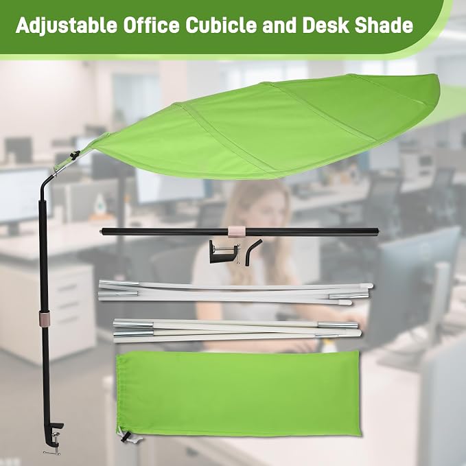 P Polerden Green Office Cubicle and Desk Shade for Cubicle to Block Light | Ideal for Light Sensitive Workers,Adjustable,UV-Resistant-Blocks Overhead Light,Glare and AC Airflow