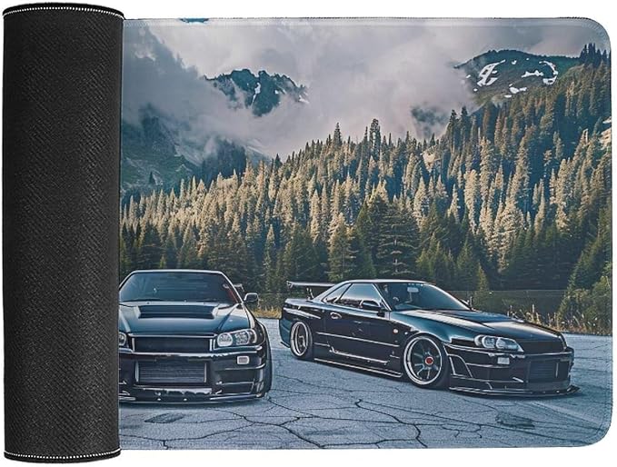 Car Large Mouse Pad Gaming R34 Sport Car Stance Mountain Landscape Desk Mat Big Mousepad Extended Keyboard Computer Pad Office Desk Organizers and Accessories 30x60cm, Style