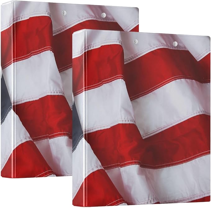 3 Ring Binder North American Bald Eagle Flag 1.5 inch Binders Three Ring Binders with Clipboard Fit 8.5'' x 11'' Paper 3 Interior PVC Clear Pockets for Office Supplies