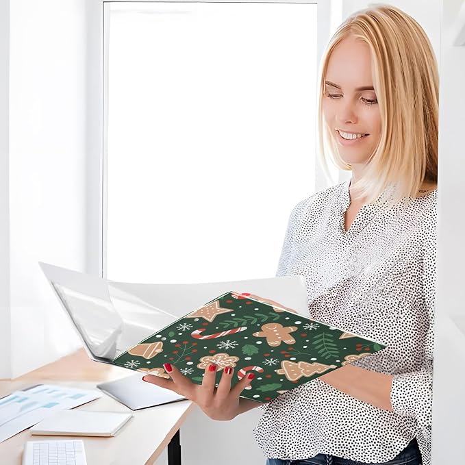 3 Ring Binder Christmas Gingerbread Snowflakes 1.5 inch Binders Three Ring Binders with Clipboard Fit 8.5'' x 11'' Paper 3 Interior PVC Clear Pockets for Office Supplies