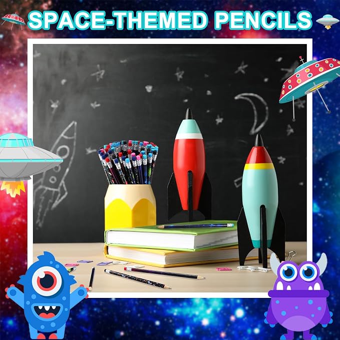 Geyee 36 Pcs Space Pencils Hawaiian Shark Themed Party Favors, Space