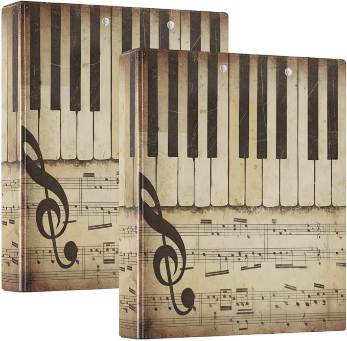 ALAZA 3 Ring Binder Piano-Music Notes Clipboard Round Ring Binder Holds 1.5 Inch Three Rings Binder Heavy Duty Binders for School Office Supplies, 1Pack