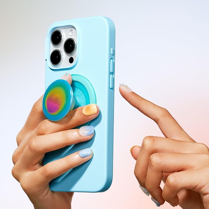 PopSockets Phone Grip for MagSafe, Magnetic Holder- Boca Aura | Removable, For Kindle / Android / iPhone, With Magnet, Light Blue, Baby, iPad, Removable, Popper