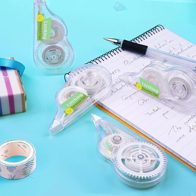 Lzerking Correct Correction Tape,White,32-Count | Transparent Dispenser Shows How Much Tape is Remaining