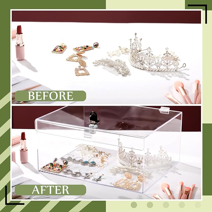 Clear Acrylic Locking Display Case with Keys Large Medication Lock Box Snack Fridge Lock Acrylic Figure Display Case Storage Box for Collectibles Figures Jewelry Toy(12.2" X 5.75" X 4.6")