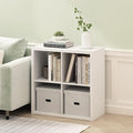 Furinno Cubicle Book Shelf, 4-Cube Bookshelf, Extra Thick Frame Reversible Bookcase with Open Back, 14.6 x 30 x 30, for Living Room, Bedroom, Home Office, Plain White