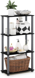 Furinno TURN-S-TUBE Storage Shelves, 4-Tier Book Shelf, Corner Shelf, Toolless Open Shelves, for Organization and Storage, Living Room, Garage, Home Office, Black